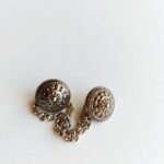 Sølvfarget tinnknapp 14mm m lenke